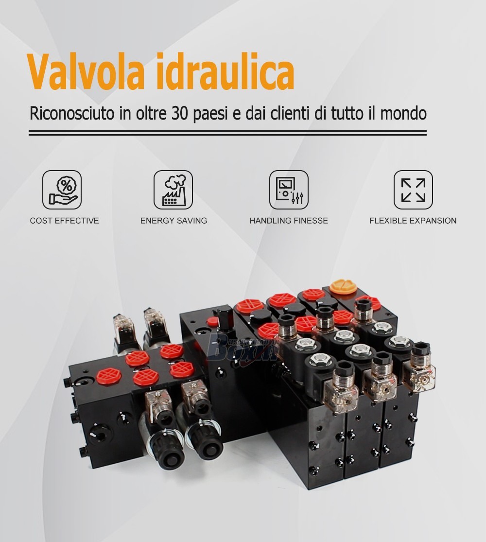 Solenoid Operated 6 Spool Hydraulic Sectional Valve DCV100E DCV58
